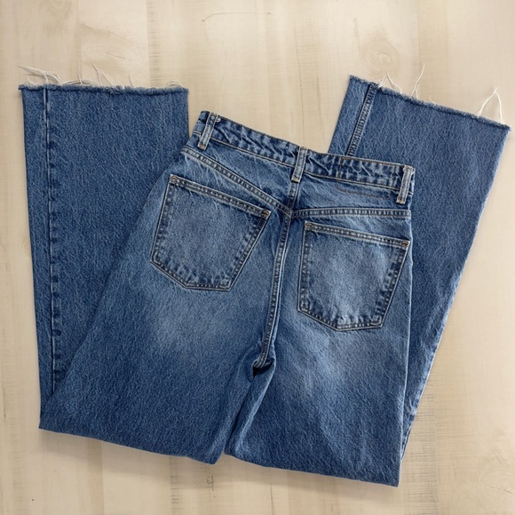 ZARA women’s straight leg cotton raw hem denim jeans 4 - Picture 6 of 7